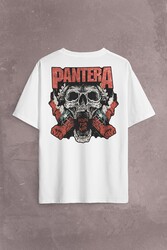 Pantera Skull Kuru Kafa Groove Heavy Metal Logo Sırt Ön Baskılı Oversize Tişört Unisex T-Shirt - Thumbnail