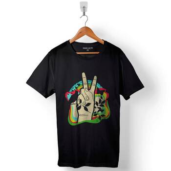 Peace Love Zen Özgürlük Barış Anarchy Baskılı Tişört Unisex T-Shirt