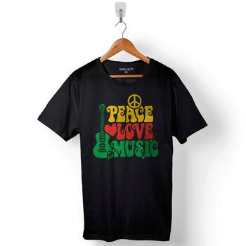 Peace Raggae Love Music Bob Marley Baskılı Tişört Unisex T-Shirt