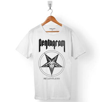 PENTAGRAM RELENTESS LOGO DOOM METAL BANDS ERKEK TİŞÖRT