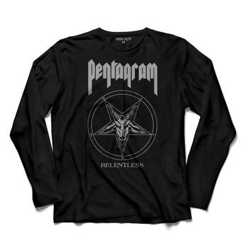 PENTAGRAM RELENTESS LOGO DOOM METAL BANDS UZUN KOLLU TİŞÖRT