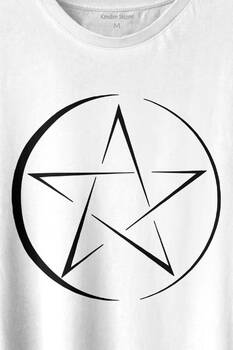 Pentagram Stencil Symbol Satanizm Baphomet Mührü Logosu Baskılı Tişört Unisex T-shirt