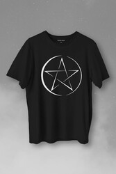 Pentagram Stencil Symbol Satanizm Baphomet Mührü Logosu Baskılı Tişört Unisex T-Shirt - Thumbnail