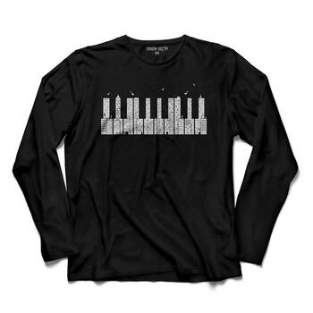 PIANO SKYLINE PİYANO YUKARIDAKİ TEHLİKE UZUN KOLLU TİŞÖRT