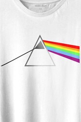 Pink Floyd Prizma Kırılan Işık Tayfı Gök Kuşağı Renkleri Baskılı Tişört Unisex T-shirt - Thumbnail