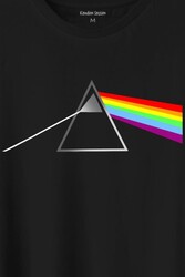 Pink Floyd Prizma Kırılan Işık Tayfı Gök Kuşağı Renkleri Baskılı Tişört Unisex T-Shirt - Thumbnail