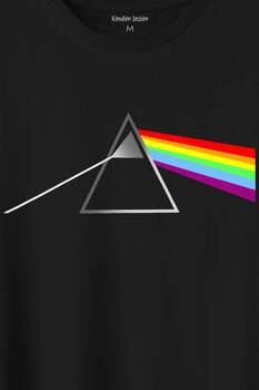 Pink Floyd Prizma Kırılan Işık Tayfı Gök Kuşağı Renkleri Baskılı Tişört Unisex T-Shirt