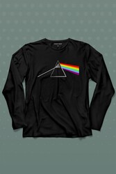 Pink Floyd Prizma Kırılan Işık Tayfı Gök Kuşağı Renkleri Uzun Kollu Tişört Baskılı T-Shirt - Thumbnail