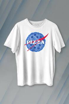 Pizza Nasa Uzay Ajansı Cosmos Astronot Baskılı Tişört Unisex T-shirt