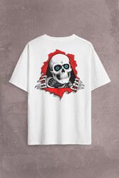 Powell Peralta Skull Kuru Kafa Skeleton Mavi Göz Sırt Ön Baskılı Oversize Tişört Unisex T-Shirt - Thumbnail