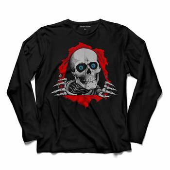 POWELL PERALTA SKULL KURU KAFA SKELETON MAVİ GÖZ UZUN KOLLU TİŞÖRT