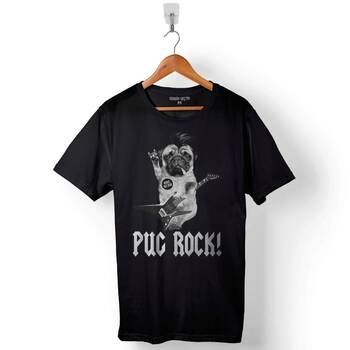 Pug Rock Pugs Dead Metal Music Köpek Baskılı Tişört Unisex T-Shirt