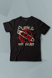 Punk Is Not Dead Rock Sokak Street Culture Baskılı Siyah T-shirt Çocuk Tişört - Thumbnail