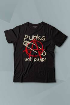 Punk Is Not Dead Rock Sokak Street Culture Baskılı Siyah T-shirt Çocuk Tişört