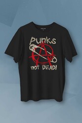 Punk Is Not Dead Rock Sokak Street Culture Baskılı Siyah T-shirt Unisex Tişört - Thumbnail