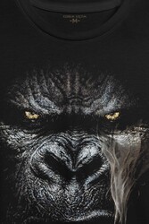 Puro İçen Şempanze Monkey Goril Maymun Baskılı Tişört Unisex T-shirt - Thumbnail