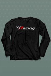 Racing Formula 1 Araba Yarışı Motor Drag Uzun Kollu Tişört Baskılı T-Shirt - Thumbnail