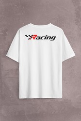 Racing Formula1 Araba Yarışı Motor Drag Sırt Ön Baskılı Oversize Tişört Unisex T-Shirt - Thumbnail