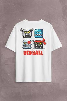 Red Ball 4 Crazy Kırmızı Top Redball Sırt Ön Baskılı Oversize Tişört Unisex T-Shirt