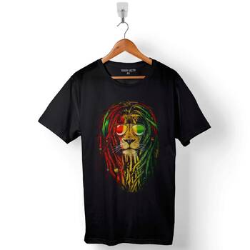 Reggae Bob Marley Aslan Lion Müzik KrAli Baskılı Tişört Unisex T-Shirt