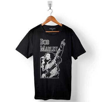 Reggae Bob Marley Gitar Sahne Müzik KrAli Baskılı Tişört Unisex T-Shirt