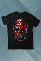 Rengarenk Kafatası Skull Head Lila Renkleri Baskılı Tişört Çocuk T-shirt - Thumbnail