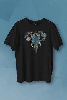 Renkli Fil Silüeti Elephant Animal Belgesel Doğa Çizim Baskılı Tişört Unisex T-shirt