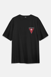 Retro Sputnik Logo CCCP Sovyet Space Uzay Bilim Minimal Baskılı Siyah Oversize T-shirt - Thumbnail