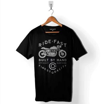 Ride Fast Notorcycles Built By Hand Clothing Baskılı Tişört Unisex T-Shirt