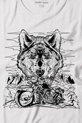 Ride To Wild Wolf And Motorcycle Kurt Ve Motor Outdoor Baskılı Tişört Çocuk T-shirt - Thumbnail