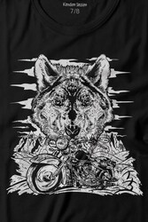 Ride To Wild Wolf And Motorcycle Kurt Ve Motor Outdoor Baskılı Tişört Çocuk T-shirt - Thumbnail