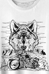 Ride To Wild Wolf And Motorcycle Kurt Ve Motor Outdoor Baskılı Tişört Unisex T-shirt - Thumbnail