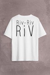 Riv Riv Riv Rivrivriv Rivriv Kemençe Horon Karadeniz Sırt Ön Baskılı Oversize Tişört Unisex T-Shirt - Thumbnail