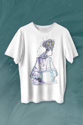 Robot Head Si-fi Bilimkurgu Baskılı Tişört Unisex T-shirt - Thumbnail