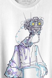 Robot Head Si-fi Bilimkurgu Baskılı Tişört Unisex T-shirt - Thumbnail