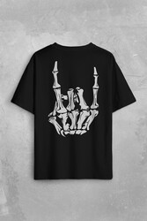 Rock And Roll Music Sert Müzik Sırt Ön Baskılı Oversize Tişört Unisex T-Shirt - Thumbnail