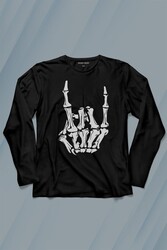 Rock And Roll Music Sert Müzik Uzun Kollu Tişört Baskılı T-Shirt - Thumbnail