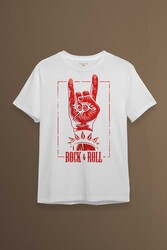 Rock'n Roll Music İşareti Baskılı Tişört Unisex T-shirt - Thumbnail