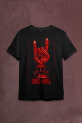 Rock'n Roll Music İşareti Baskılı Tişört Unisex T-shirt - Thumbnail