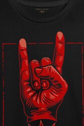 Rock'n Roll Music İşareti Baskılı Tişört Unisex T-shirt - Thumbnail