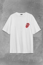 Rolling Stones Rock Retro 70S 80S Music Sırt Ön Baskılı Oversize Tişört Unisex T-Shirt - Thumbnail