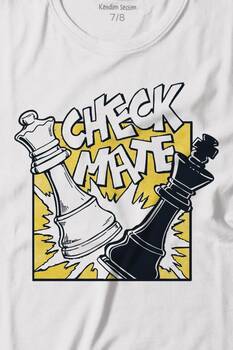 Şah Mat Satranç Check Mate Chess Kral Kraliçe Gambit Baskılı Tişört Çocuk T-shirt