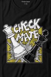 Şah Mat Satranç Check Mate Chess Kral Kraliçe Gambit Baskılı Tişört Çocuk T-shirt - Thumbnail