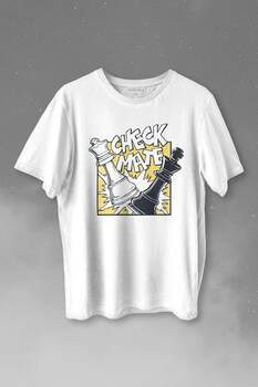 Şah Mat Satranç Check Mate Chess Kral Kraliçe Gambit Baskılı Tişört Unisex T-shirt