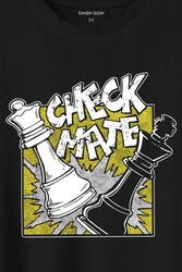 Şah Mat Satranç Check Mate Chess Kral Kraliçe Gambit Baskılı Tişört Unisex T-Shirt - Thumbnail