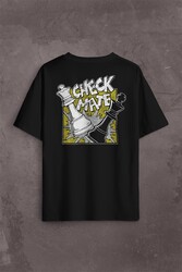 Şah Mat Satranç Check Mate Chess Kral Kralıçe Gambit Sırt Ön Baskılı Oversize Tişört Unisex T-Shirt - Thumbnail