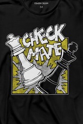 Şah Mat Satranç Check Mate Chess Kral Kraliçe Gambit Uzun Kollu Tişört Baskılı T-Shirt - Thumbnail