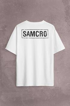 Samcro Sons Of Anarchy Anarşi Dizi Film Motosiklet Sırt Ön Baskılı Oversize Tişört Unisex T-Shirt