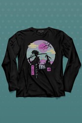 Samurai Chillhop Samuray Japonca Chill Uzun Kollu Tişört Baskılı T-Shirt - Thumbnail