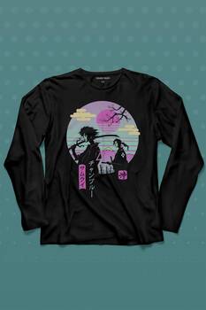 Samurai Chillhop Samuray Japonca Chill Uzun Kollu Tişört Baskılı T-Shirt